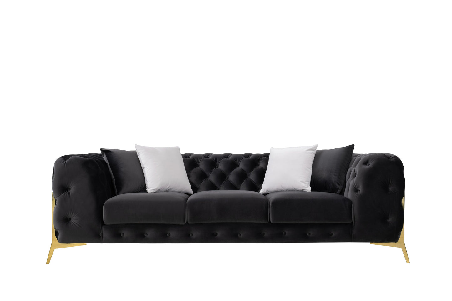 Divani Casa Clarice Transitional Black Velvet Sofa Set