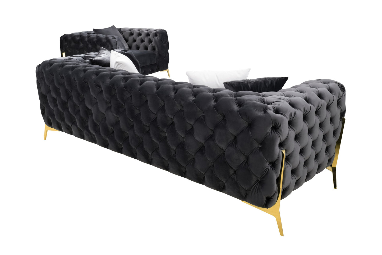 Divani Casa Clarice Transitional Black Velvet Sofa Set