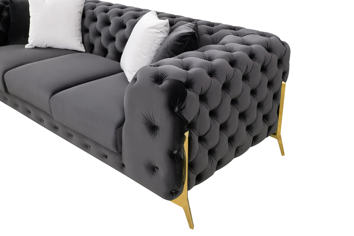 Divani Casa Clarice Transitional Black Velvet Sofa Set