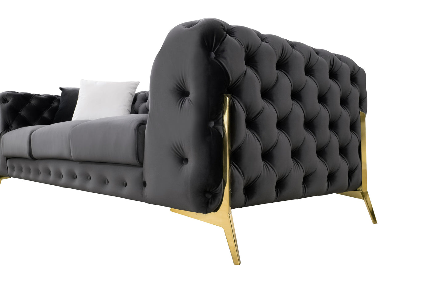 Divani Casa Clarice Transitional Black Velvet Sofa Set