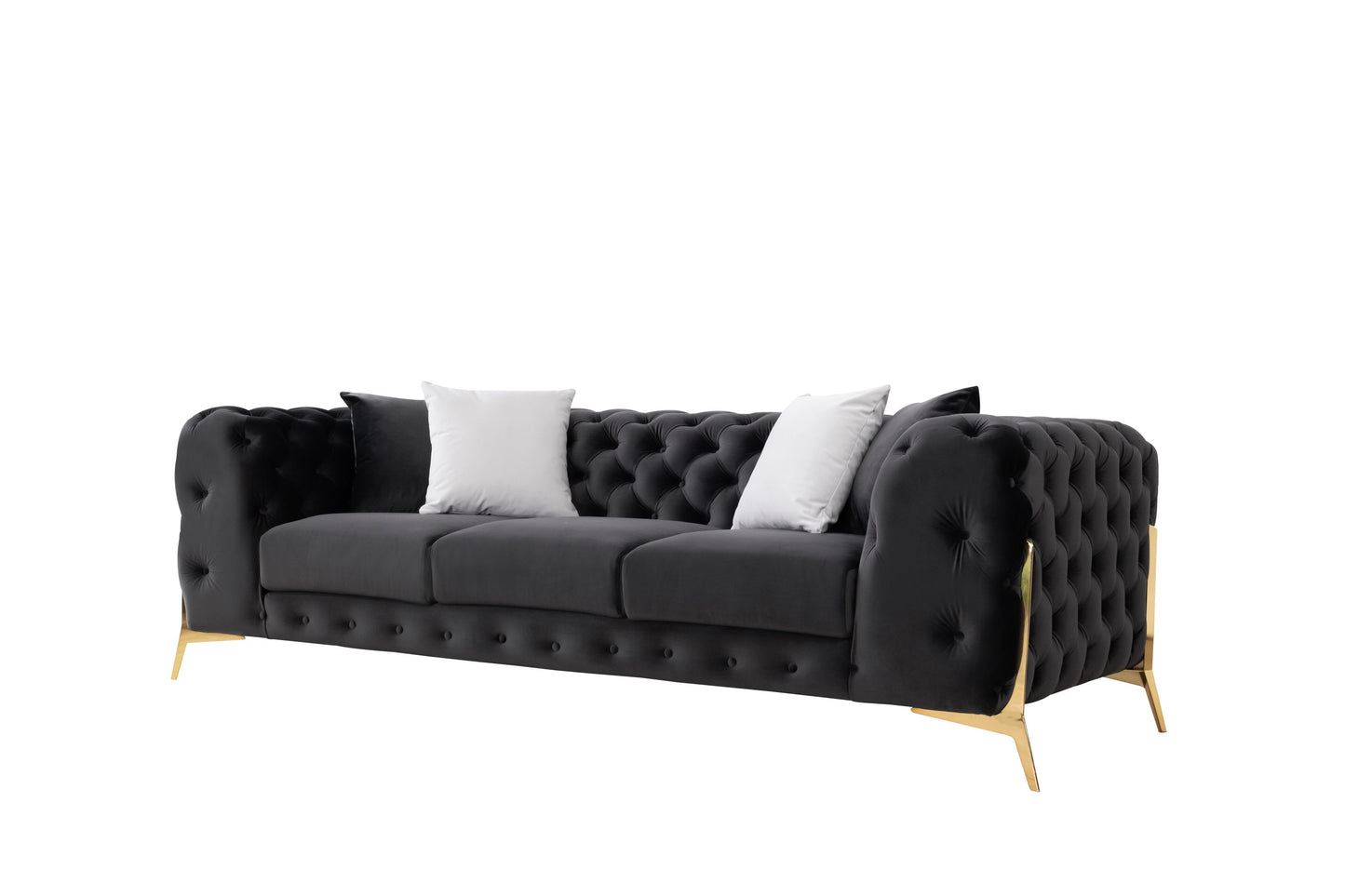 Divani Casa Clarice Transitional Black Velvet Sofa Set