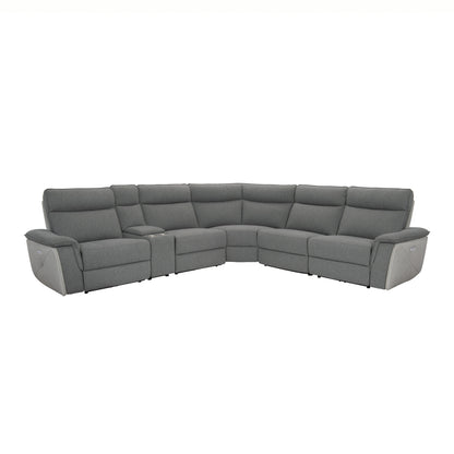 Homelegance Maroni Sectional Sofa in Dark Gray with White Accents 8259DG-6SCPWH