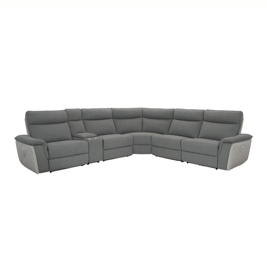 Homelegance Maroni Sectional Sofa in Dark Gray with White Accents 8259DG-6SCPWH