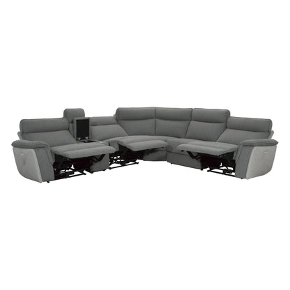Homelegance Maroni Sectional Sofa in Dark Gray with White Accents 8259DG-6SCPWH
