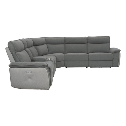 Homelegance Maroni Sectional Sofa in Dark Gray with White Accents 8259DG-6SCPWH