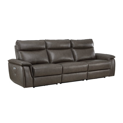 Homelegance Maroni Power Reclining Sofa in Dark Brown 8259RFDB-3PWH