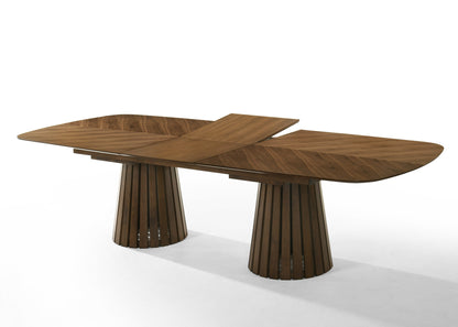 Modrest Truman Mid-Century Modern Walnut Extendable Dining Set