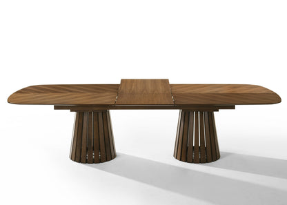 Modrest Truman Mid-Century Modern Walnut Extendable Dining Set