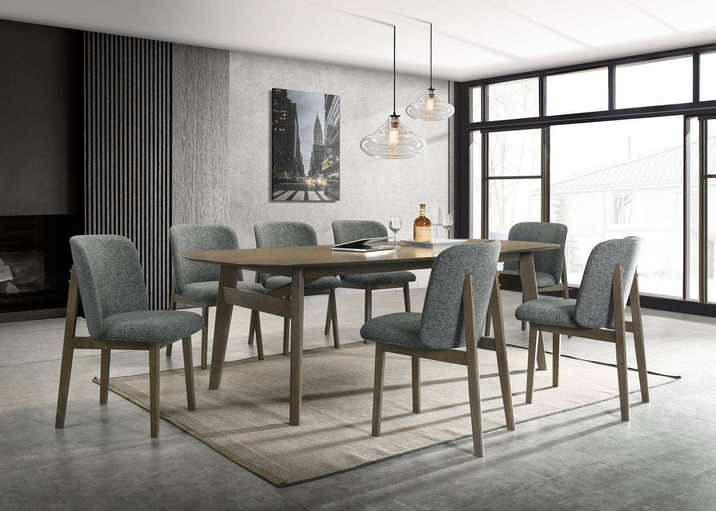 Modrest Costello Mid-Century Modern Wenge Dining Set