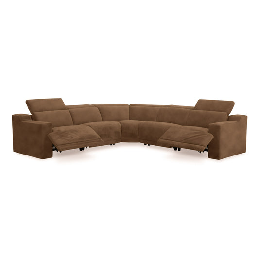 Divani Casa Horton Modern Brown Fabric Sectional w/ 3 Recliners