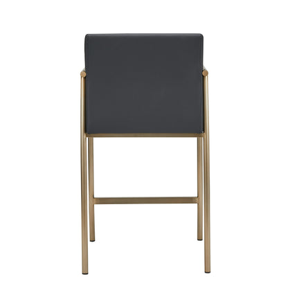 Modrest Custer Modern Black Vegan Leather Brass Counter Chair
