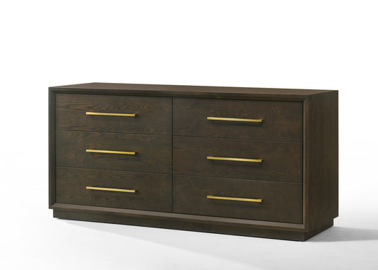Modrest Manhattan Contemporary Brown Oak and Gold Dresser