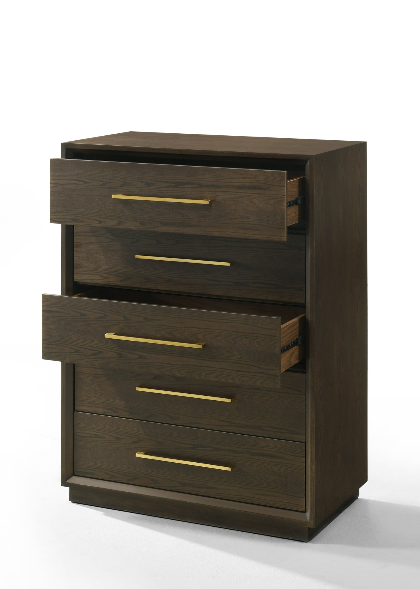Modrest Manhattan Contemporary Brown Oak and Gold Chest