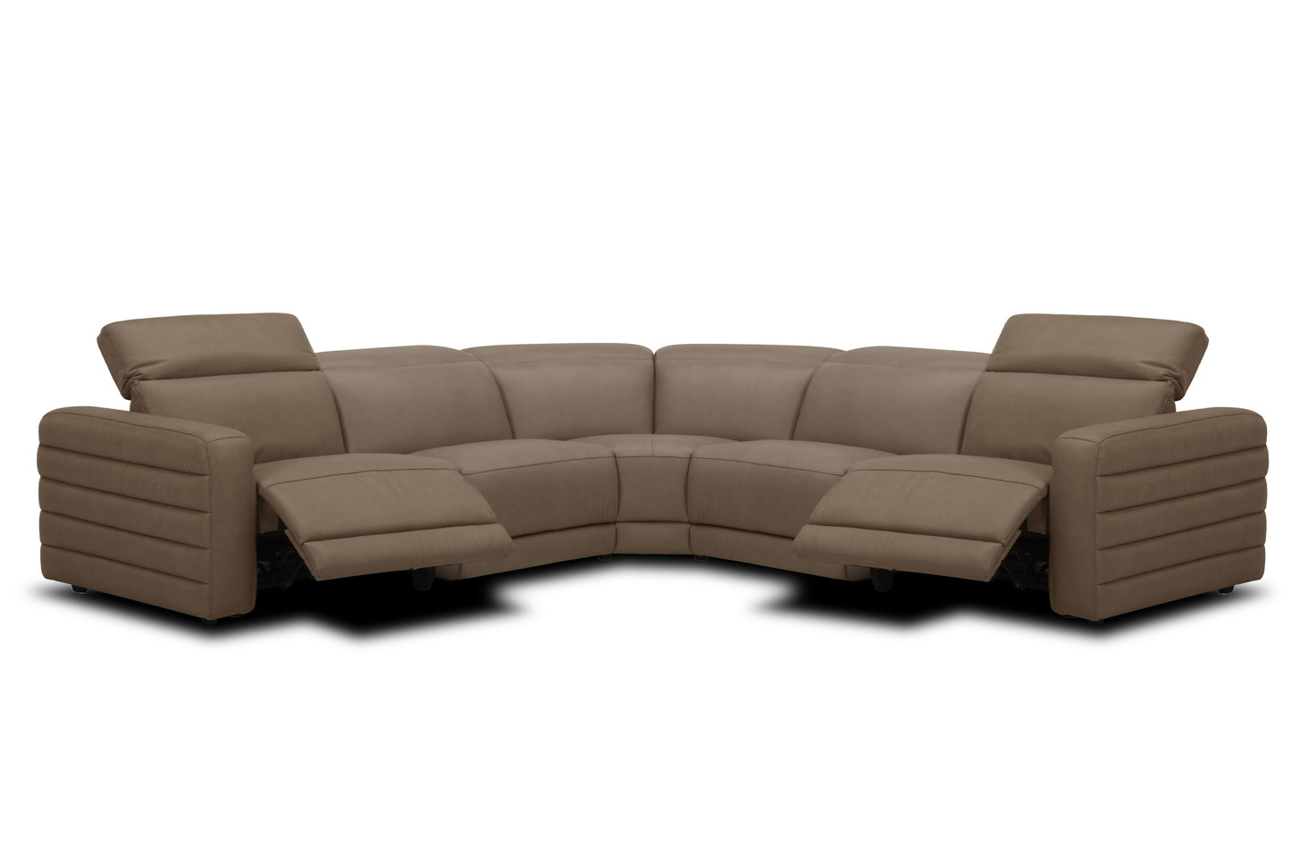 Divani Casa Bianca Modern Brown Leather Sectional Sofa w/ 3 Recliners