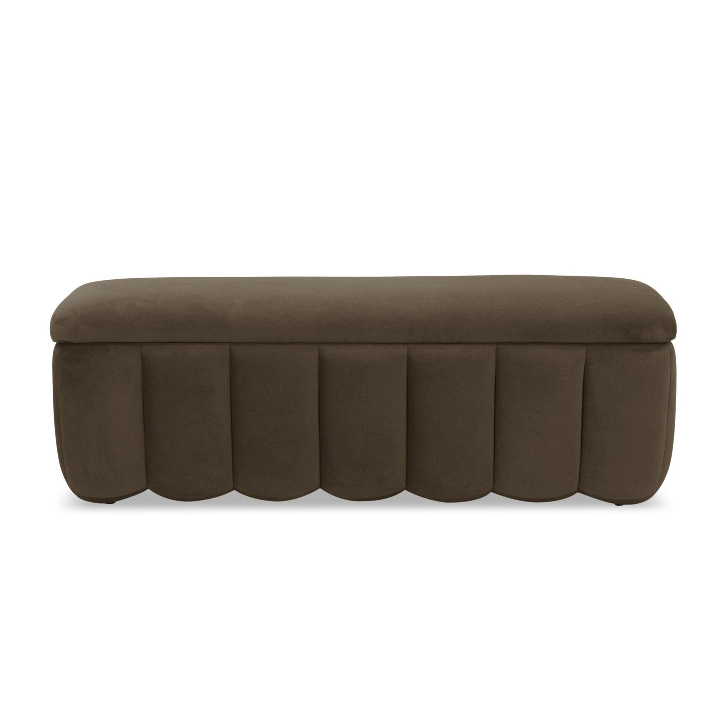 Modrest Harris Modern Brown Fabric Bench w/ Storage