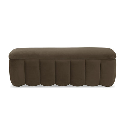 Modrest Harris Modern Brown Fabric Bench w/ Storage