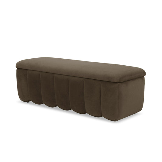 Modrest Harris Modern Brown Fabric Bench w/ Storage