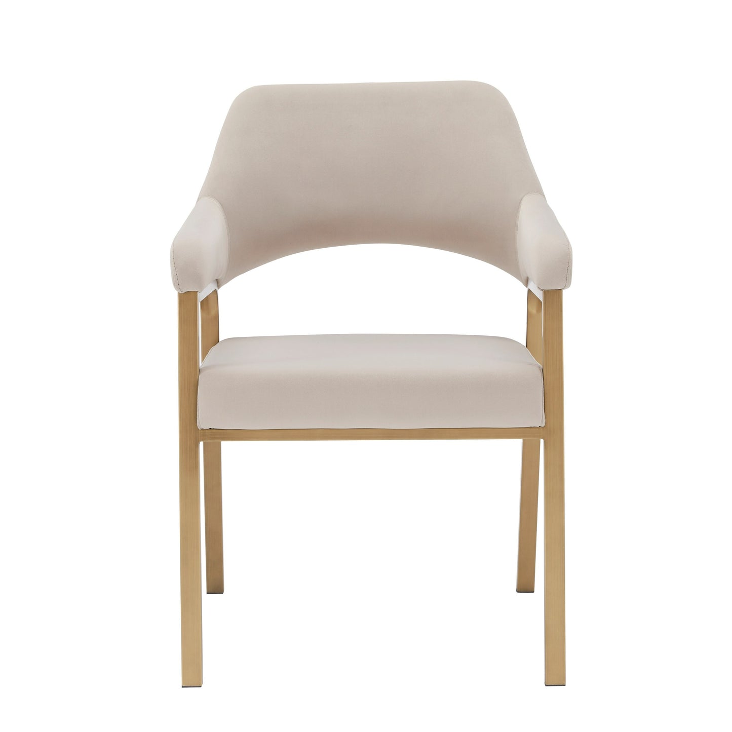 Modrest George Modern Beige Fabric Antique Brass Dining Chair