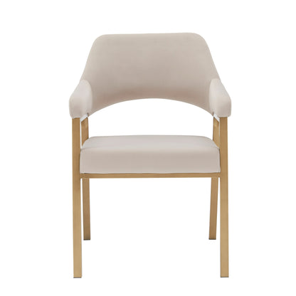 Modrest George Modern Beige Fabric Antique Brass Dining Chair
