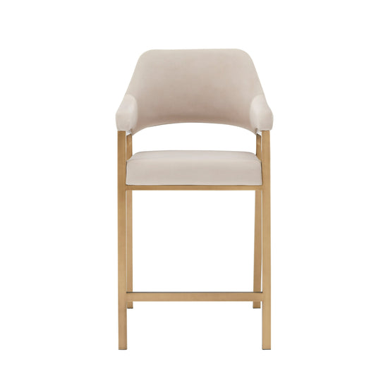 Modrest George Modern Beige Fabric Antique Brass Counter Chair