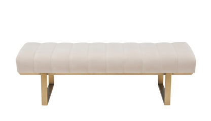Modrest Robles Modern Beige Fabric Antique Brass Dining Bench