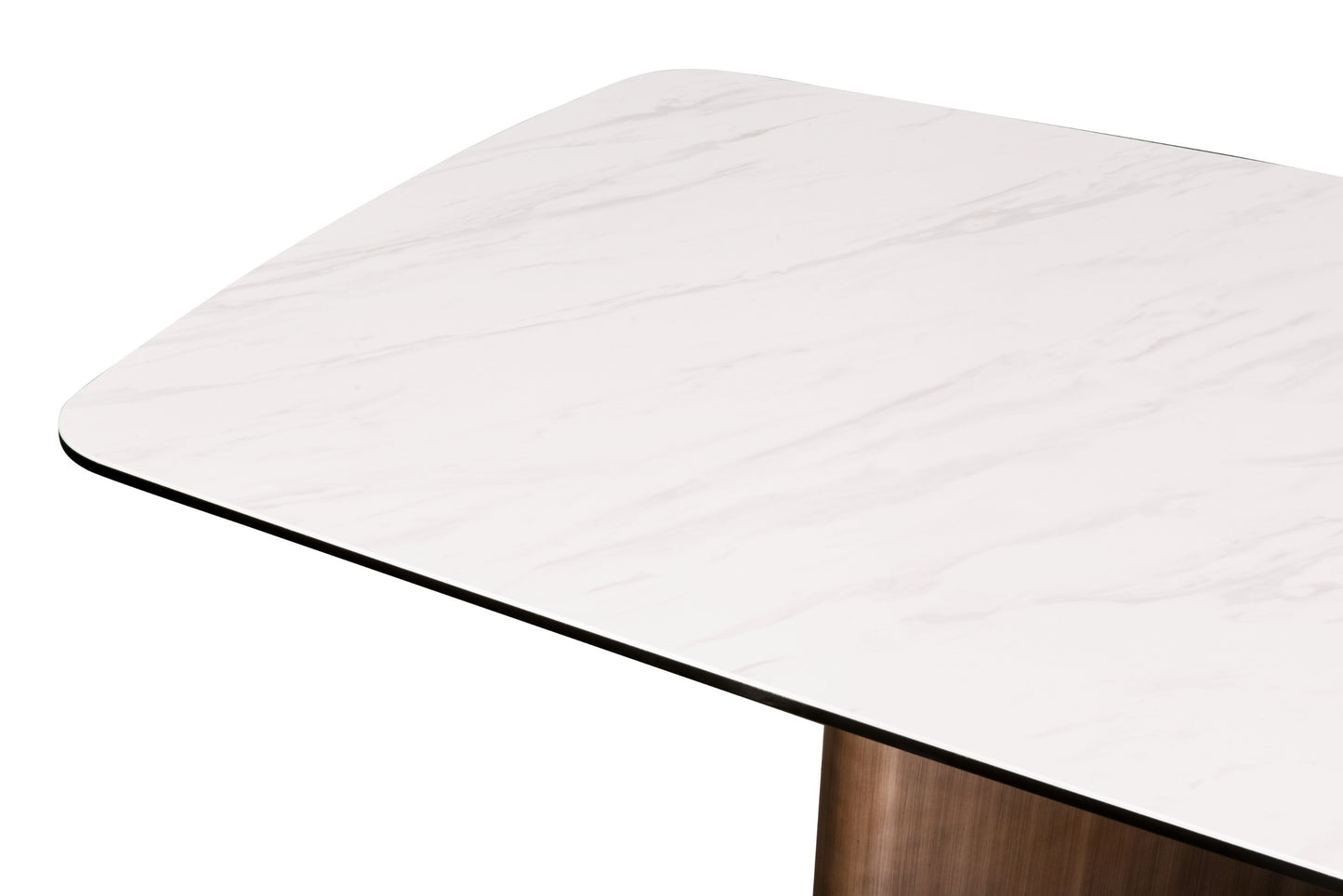 Modrest Bounty Modern White Ceramic Antique Brass Dining Table