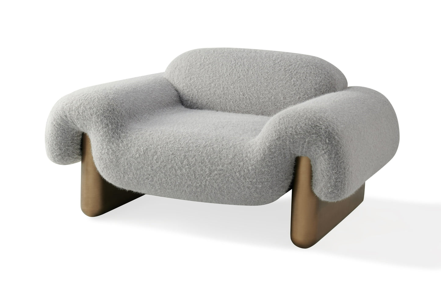 Divani Casa Imagine Contemporary Grey Fabric Antique Brass Accent Chair