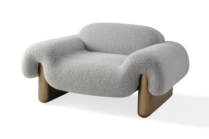 Divani Casa Imagine Contemporary Grey Fabric Antique Brass Accent Chair