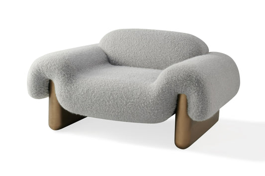 Divani Casa Imagine Contemporary Grey Fabric Antique Brass Accent Chair