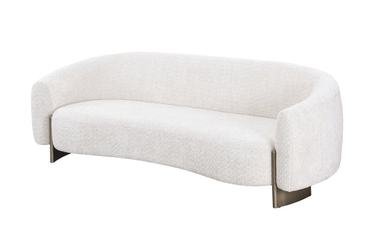 Divani Casa Thrive Modern Beige Fabric Antique Brass Sofa