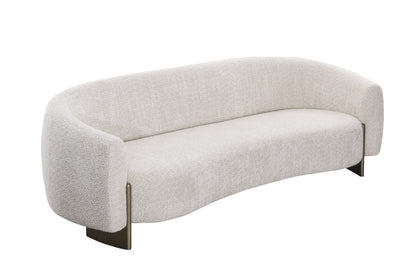 Divani Casa Thrive Modern Beige Fabric Antique Brass Sofa