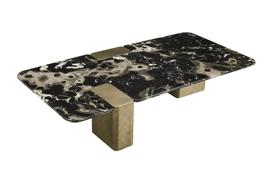Modrest Quest Modern Black Rose Marble Antique Brass Coffee Table