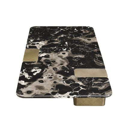 Modrest Quest Modern Black Rose Marble Antique Brass Coffee Table