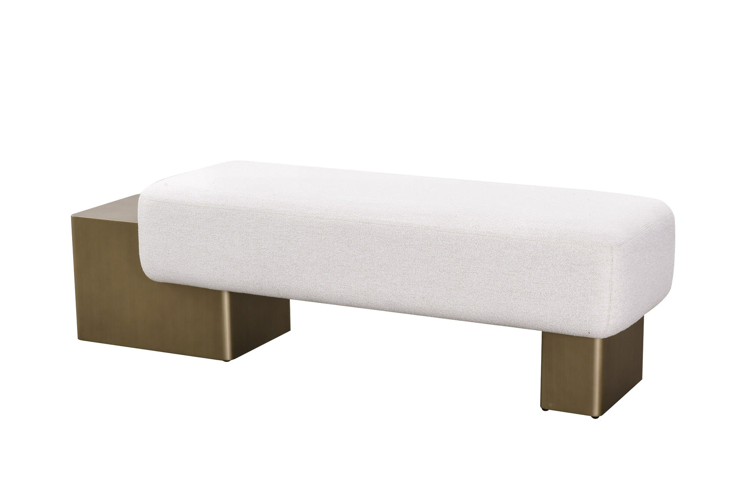 Modrest Triumph Contemporary Off-White Fabric Antique Brass Bench