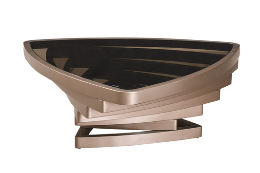 Modrest Jovial Contemporary Brown Glass Dark Gold Coffee Table