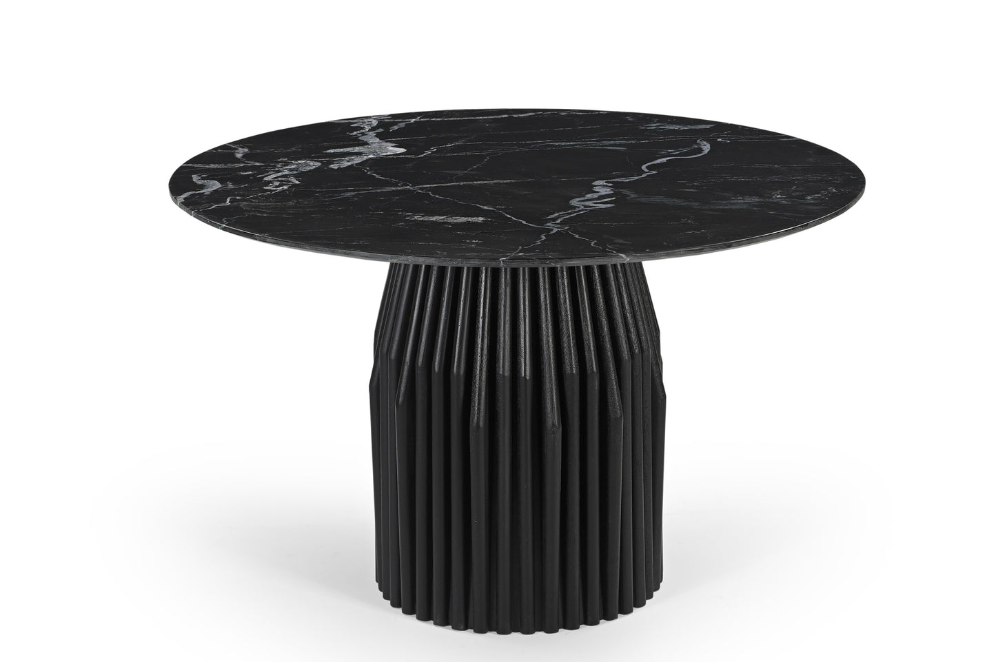 Modrest Jenna Modern Black Marble Black Mango Round Dining Table