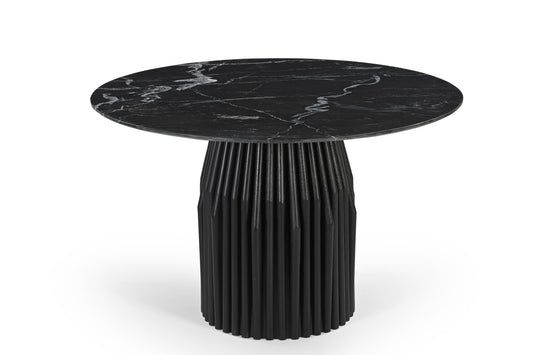 Modrest Jenna Modern Black Marble Black Mango Round Dining Table