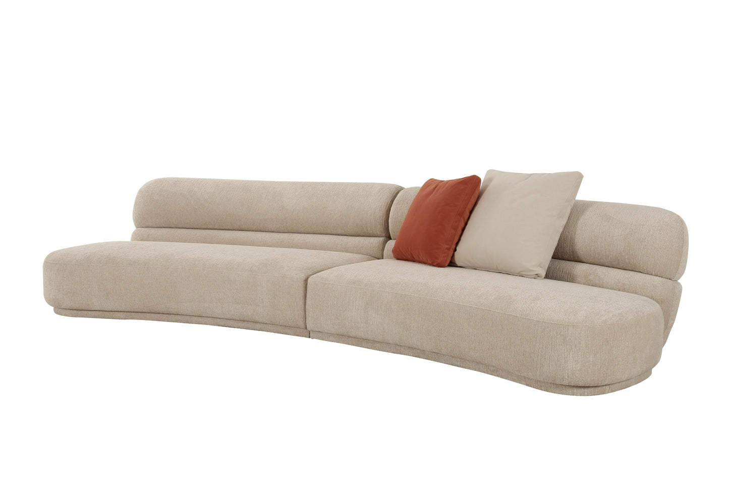 Divani Casa Knight Modern Beige Fabric Curved Sectional