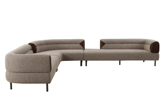Divani Casa Plume Modern Brown Fabric Sectional Sofa