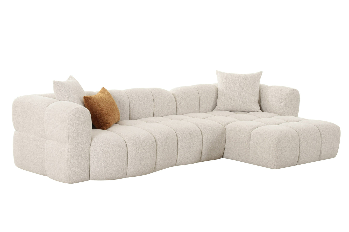 Divani Casa Freya Modern Beige Fabric Sectional w/ Console