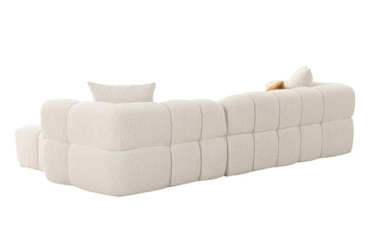 Divani Casa Freya Modern Beige Fabric Sectional w/ Console