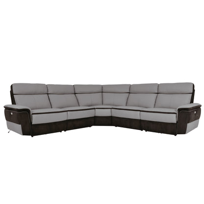 Homelegance Laertes Power Reclining Sectional Sofa Charcoal and Taupe Gray 8318-5C1PW