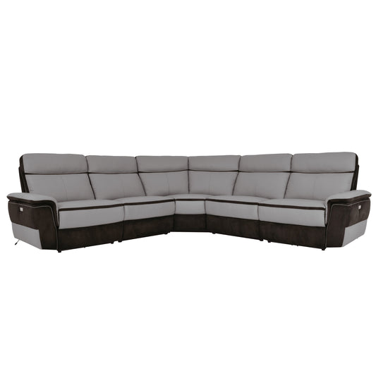 Homelegance Laertes Power Reclining Sectional Sofa Charcoal and Taupe Gray 8318-5C1PW