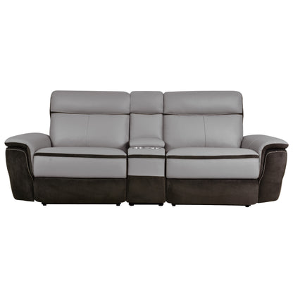 Homelegance Laertes Power Reclining Loveseat in Charcoal and Taupe Gray 8318-2CNPW