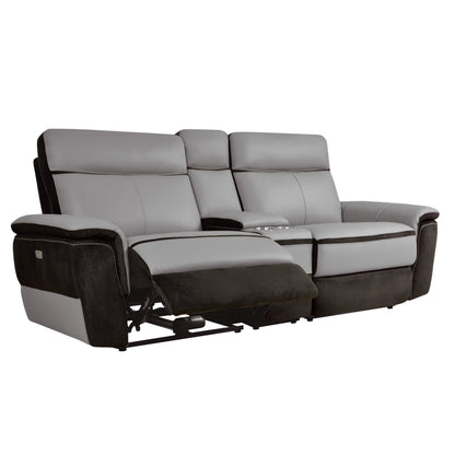 Homelegance Laertes Power Reclining Loveseat in Charcoal and Taupe Gray 8318-2CNPW