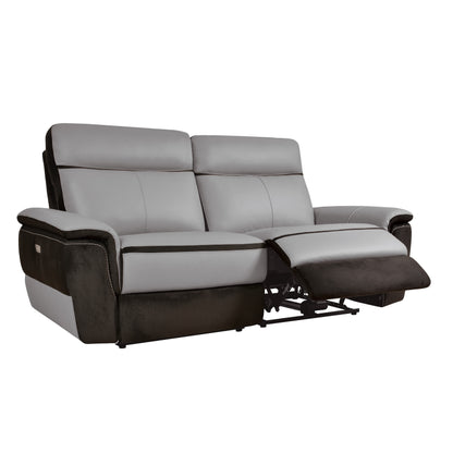 Homelegance Laertes Power Reclining Loveseat in Charcoal and Taupe Gray 8318-2PW