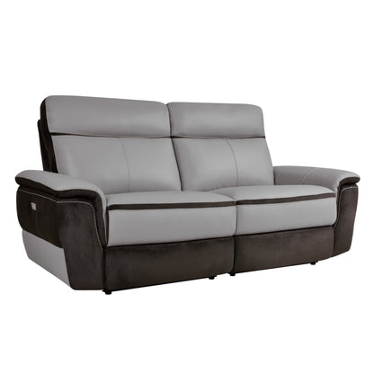 Homelegance Laertes Power Reclining Loveseat in Charcoal and Taupe Gray 8318-2PW