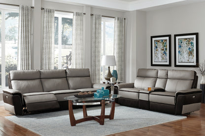 Homelegance Laertes Power Reclining Loveseat in Charcoal and Taupe Gray 8318-2CNPW