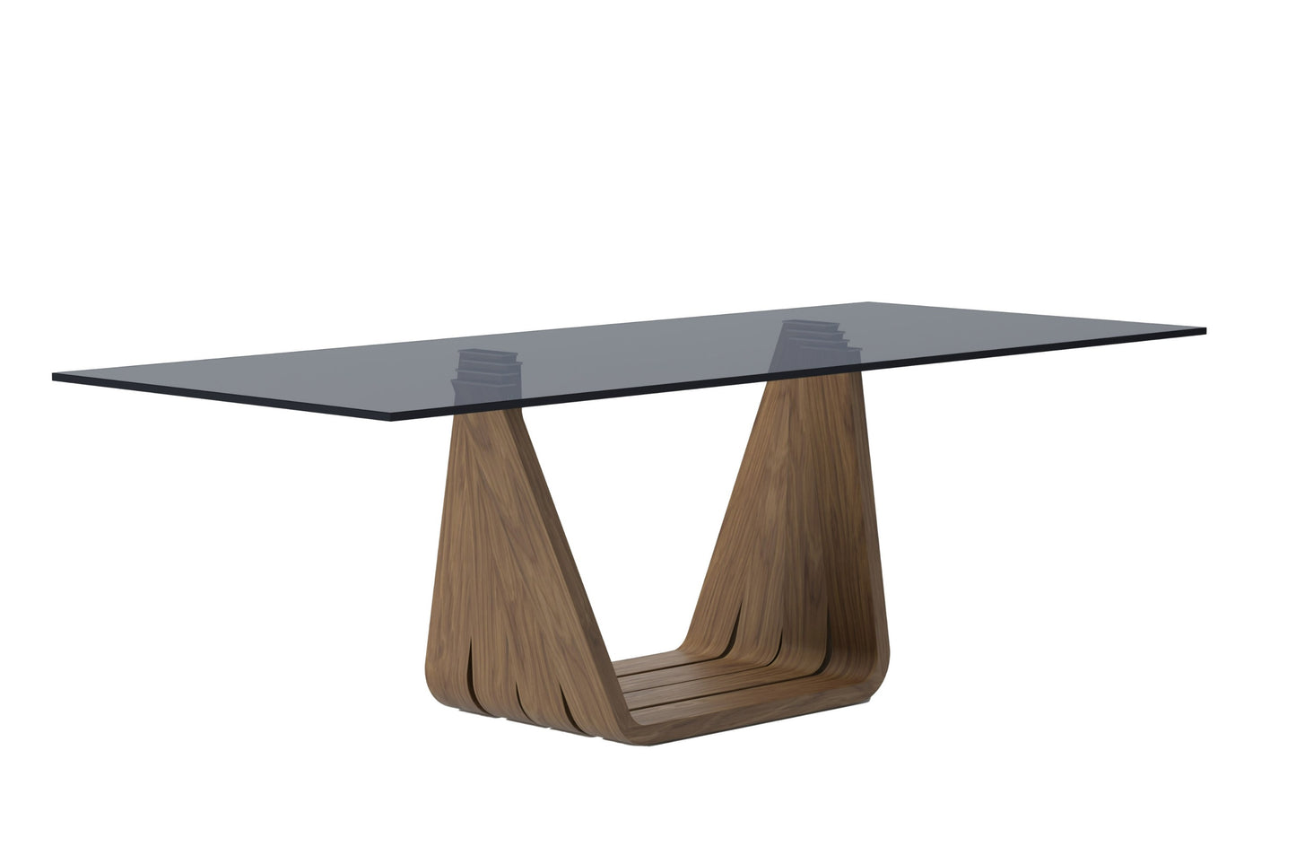 Modrest Solvang Contemporary Grey Glass Walnut Rectangular Dining Table
