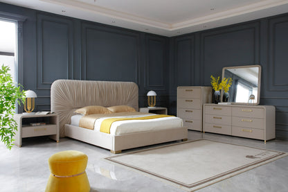 Modrest Florence Modern Beige Velvet Gold Bed